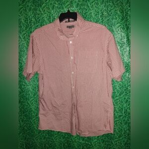 Eddie Bauer Shirt Mens XL Red White Beige Check Button Up Short Sleeve Relaxed